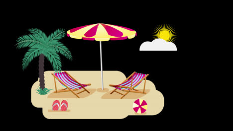 Sommerreiseanimation,-Urlaub,-Tourismuskonzept,-Wesentliche-Elemente-Für-Die-Reise-Mit-Alphakanal.